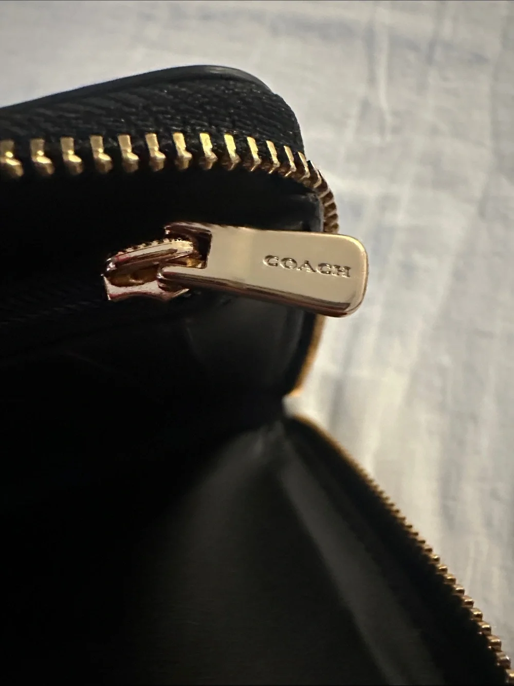 Coach Black Pebbled Leather Zip-Around Wristlet